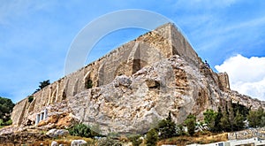 Acropolis with strong medieval walls, Athens, Greece