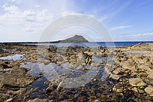 Across the rock pools on the Worms Head causeway