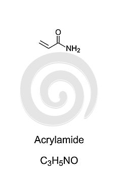 Acrylamide, acrylic amide, chemical structure and formula photo