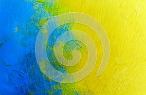 Acrylic brush stroke blue and yellow Abstract colorful watercolor on paper close-up background texture