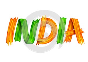 Acrylic brush stroke Tricolor banner with Indian flag for 15th August Happy Independence Day of India background