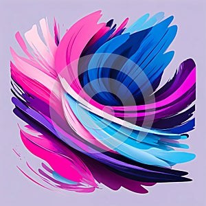 acrylic brush strokes interweaving shades of thick pink blue and purple isolated on a transparent background, generative AI photo