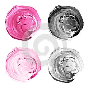 Acrylic circles collection pink, gray colors.