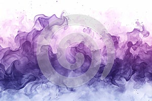 Acrylic color pigment and ink cloud in water. Abstract smoke on white background. Purple, blue and pink colors