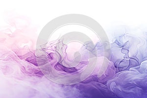 Acrylic color pigment and ink cloud in water. Abstract smoke on white background. Purple, blue and pink colors