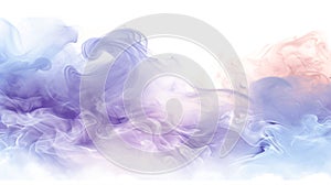 Acrylic color pigment and ink cloud in water. Abstract smoke on white background. Purple, blue and pink colors