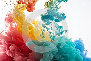 Acrylic colors and ink in water abstract photo