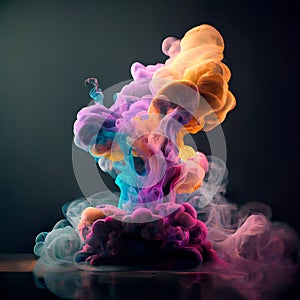 Acrylic drop in water, multicoloured bright smoke abstract background colourful fog vibrant colours wallpaper swirl mix