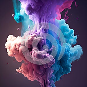 Acrylic drop in water, multicoloured bright smoke abstract background colourful fog vibrant colours wallpaper swirl mix