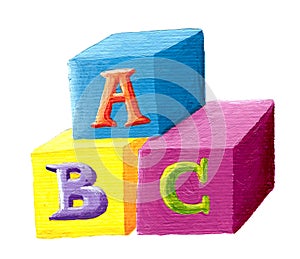 ABC building blocks on white background