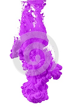 acrylic ink in water form an abstract smoke pattern isolated on white