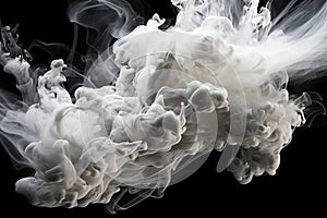 Acrylic ink in water with smoke. White with silver swirling fog abstract background vibrant colours wallpaper mix