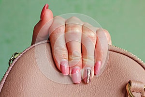 Acrylic nails before the correction. Unsightly manicure