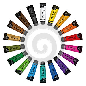 Acrylic Paint Tubes Circle Round Colors Collection