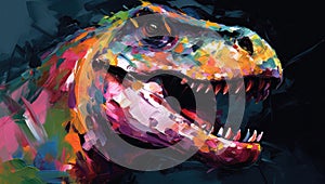 Acrylic painting of a T-rex - Generative AI