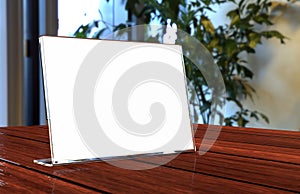 Acrylic Poster Menu Holder Perspex Leaflet Display Stand A3 A4 A5 A6 A7 A8 & A9. 3d render illustration. photo