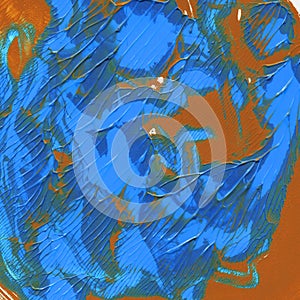 Acrylic texture is blue, indigo . Hand work for background design