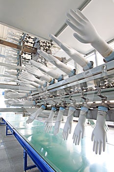 Acrylonitrile butadiene gloves production line in a factory, nor