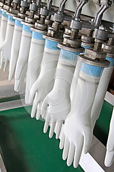 Acrylonitrile butadiene gloves production line in a factory