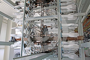 Acrylonitrile butadiene gloves production line in a factory