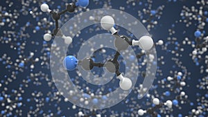 Acrylonitrile molecule. Conceptual molecular model. Chemical looping 3d animation