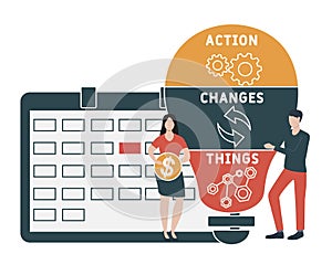 ACT - Action Changes Things acronym  business concept background.