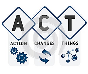 ACT - Action Changes Things acronym  business concept background.