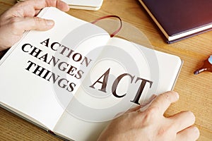 ACT - Action Changes Things words in  open book