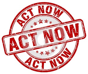 act now red stamp