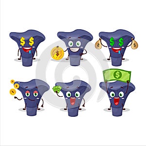 Actarius indigo cartoon character with cute emoticon bring money