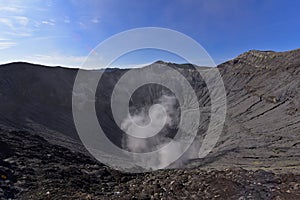 Actice volcanic crater of Mount Bromo in East Java