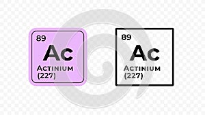 Actinium, chemical element of the periodic table vector