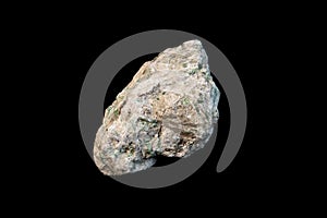 actinolite ore on black background