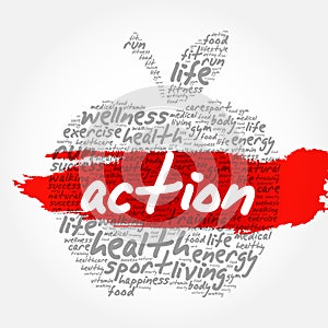 ACTION apple word cloud collage