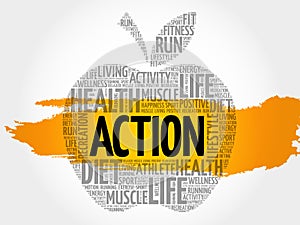 ACTION apple word cloud collage