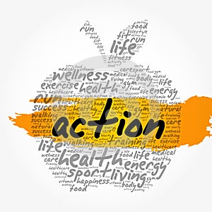 ACTION apple word cloud collage