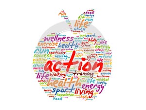 ACTION apple word cloud collage