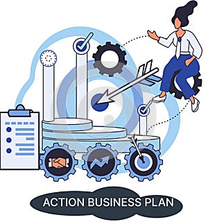 Action business plan, development strategies, foreseeing market risks. Company success secret