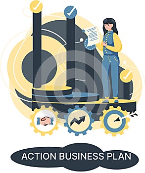 Action business plan, development strategies, foreseeing market risks. Company success secret