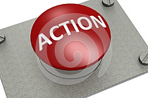 Action button on a metal plate