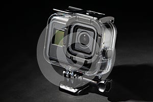 Action camera in dive housing