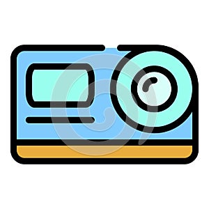 Action camera front view icon color outline vector