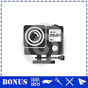 Action camera icon flat