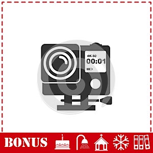 Action camera icon flat