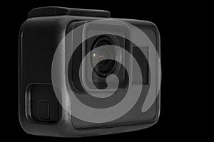 Action camera isolated on black background - clipping paths