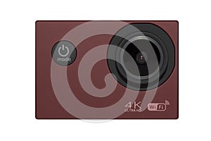 Action camera on white background