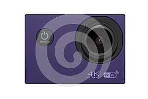 Action camera on white background