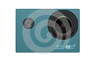 Action camera on white background