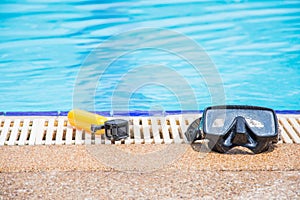 Action camera and mask nearside the pool