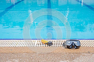 Action camera and mask nearside the pool